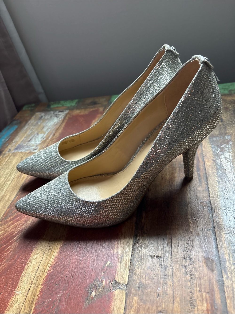 Michael Kors silver Glitter Pointed Toe Stiletto Pumps - Women's Evening Heels
